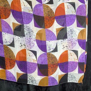 Pre-Owned Geometric Print Sheer Scarf 60x25 Colorful Transparent Fabric